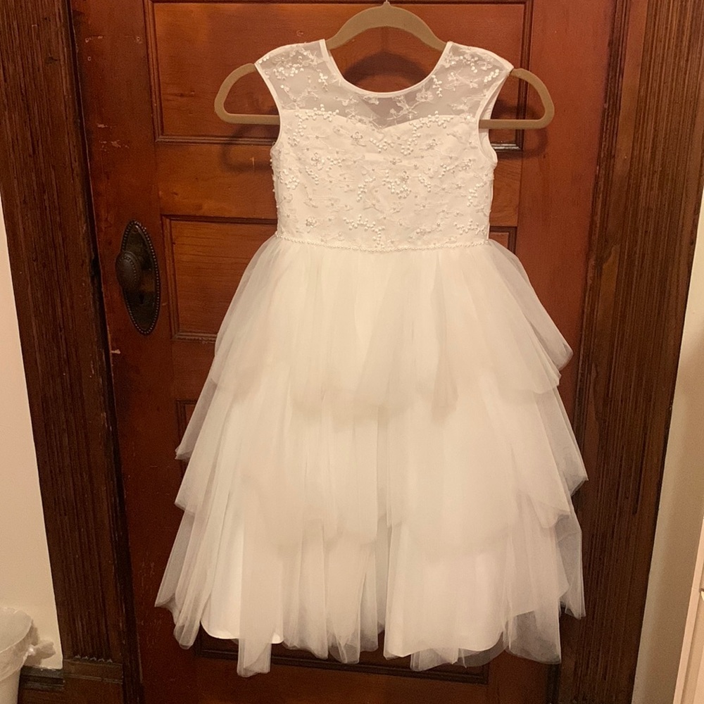 Tip top kids girls white gown with tulle
